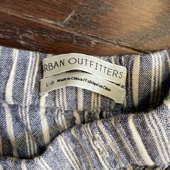 Urban Outfitters wide leg linen blend blue and cream striped pant - Picture 3 of 6